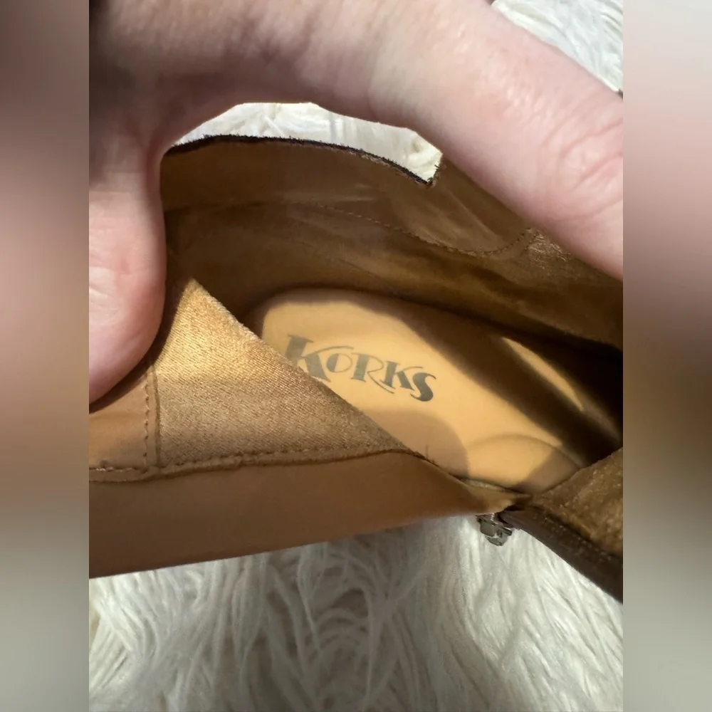 Korks Thyone Leather Ankle Booties Size 7.5 brown heeled boots - Picture 7 of 11